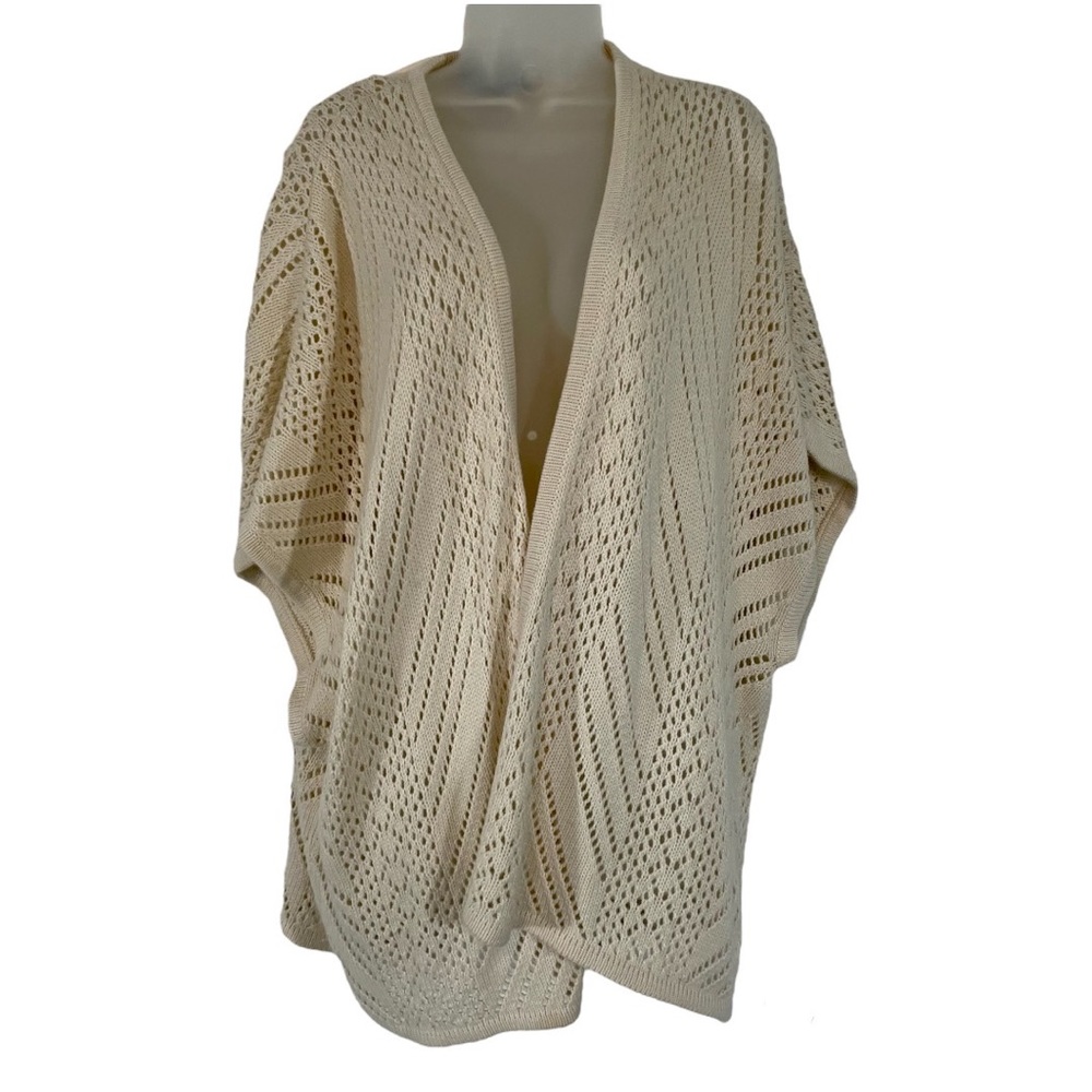 Open Knit Drape Cardigan Sweater Shawl Oversized Cozy One Size Festival Boho